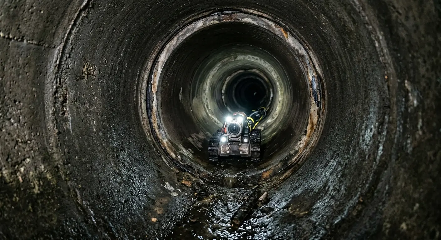 Robotic sewer camera inspecting pipe interior for Sewer Line Repair in Calipatria